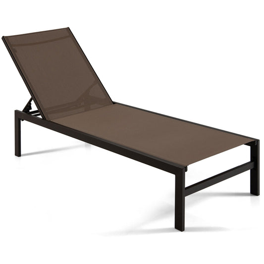 6-Position Chaise Lounge Chairs with Rustproof Aluminium Frame, Brown - Gallery Canada