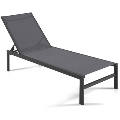 6-Position Chaise Lounge Chairs with Rustproof Aluminum Frame, Gray Outdoor Chaise Lounges Gray  at Gallery Canada