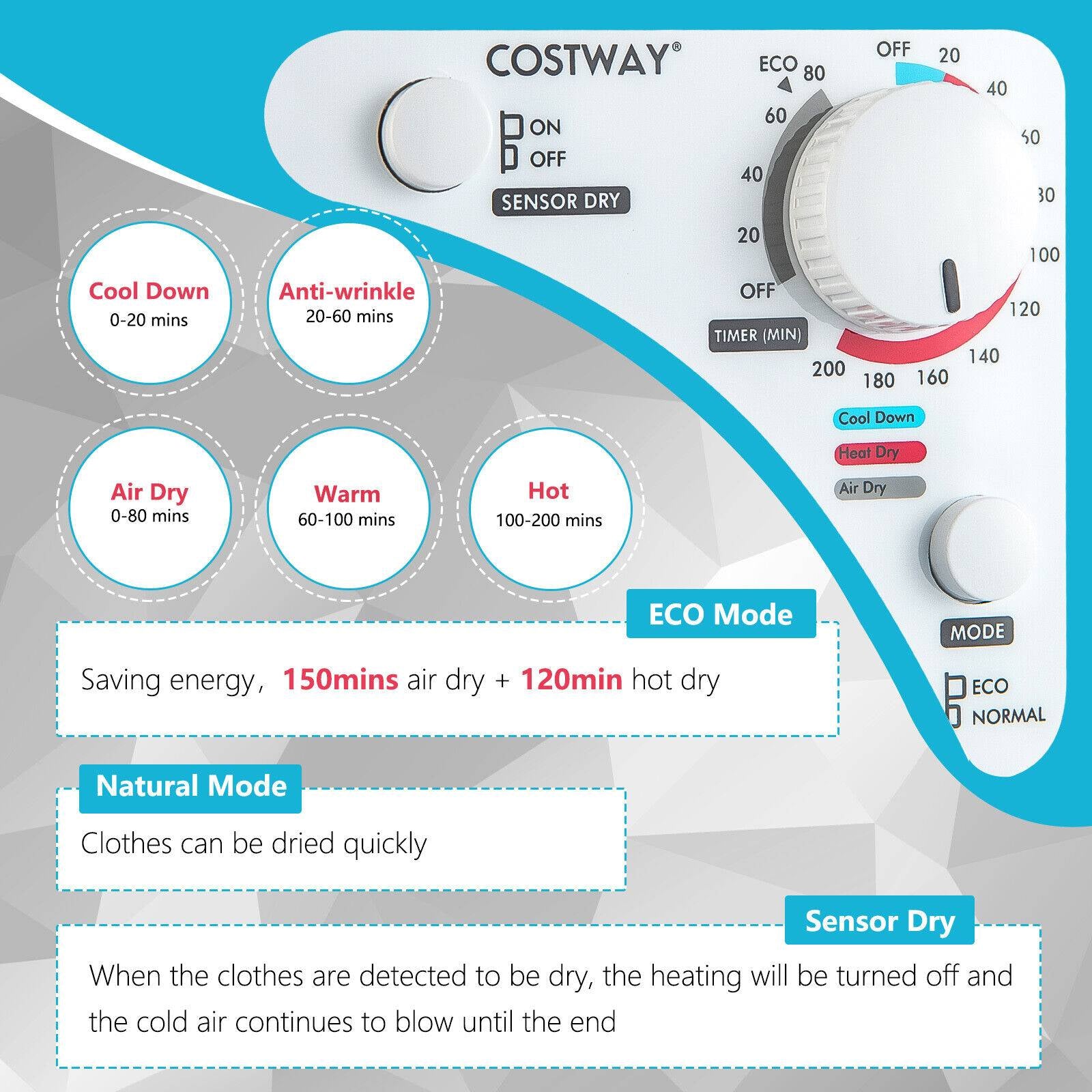 1500W Compact Laundry Dryer with Touch Panel, White Dryers at Gallery Canada
