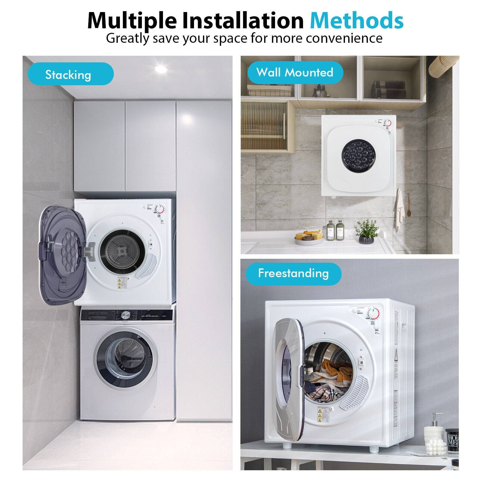 1500W Compact Laundry Dryer with Touch Panel, White Dryers at Gallery Canada