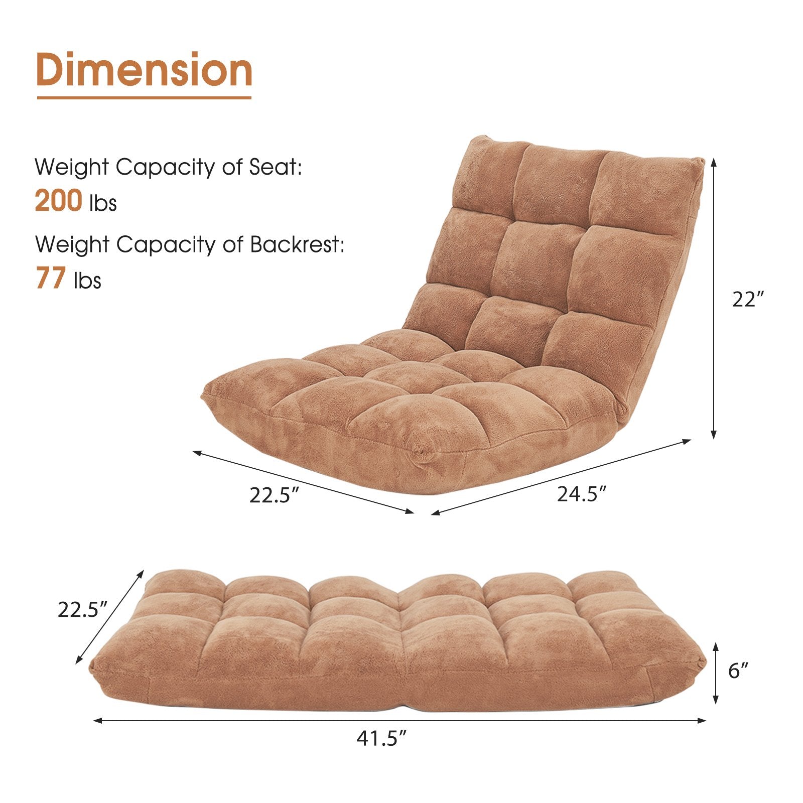 Adjustable 14-position Cushioned Floor Chair, Beige Floor Chairs   at Gallery Canada