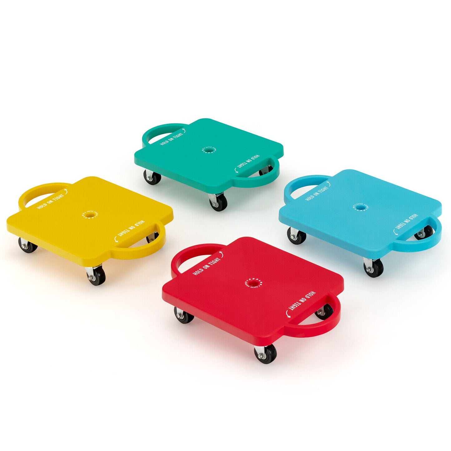 4 Pieces Kids Sitting Scooter Set with Handles and Non-marring Universal Casters, Multicolor Scooters   at Gallery Canada