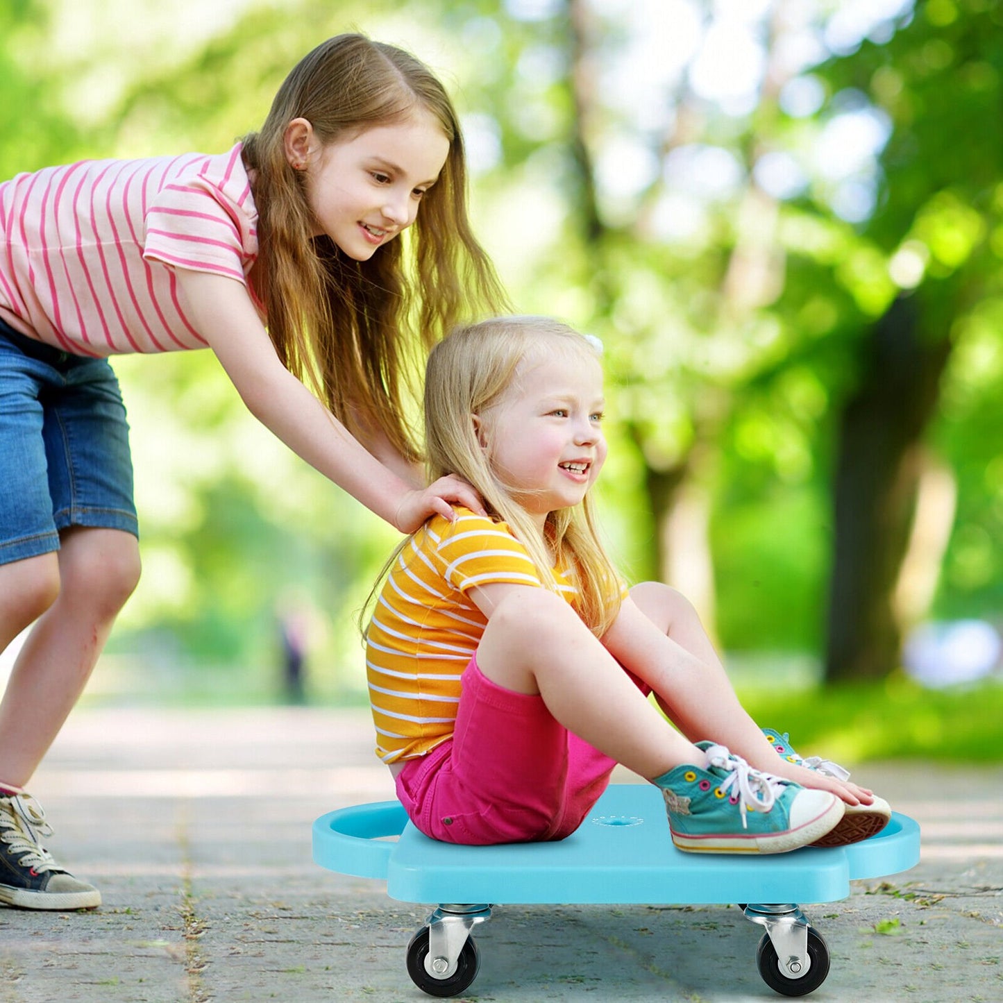 4 Pieces Kids Sitting Scooter Set with Handles and Non-marring Universal Casters, Multicolor Scooters   at Gallery Canada