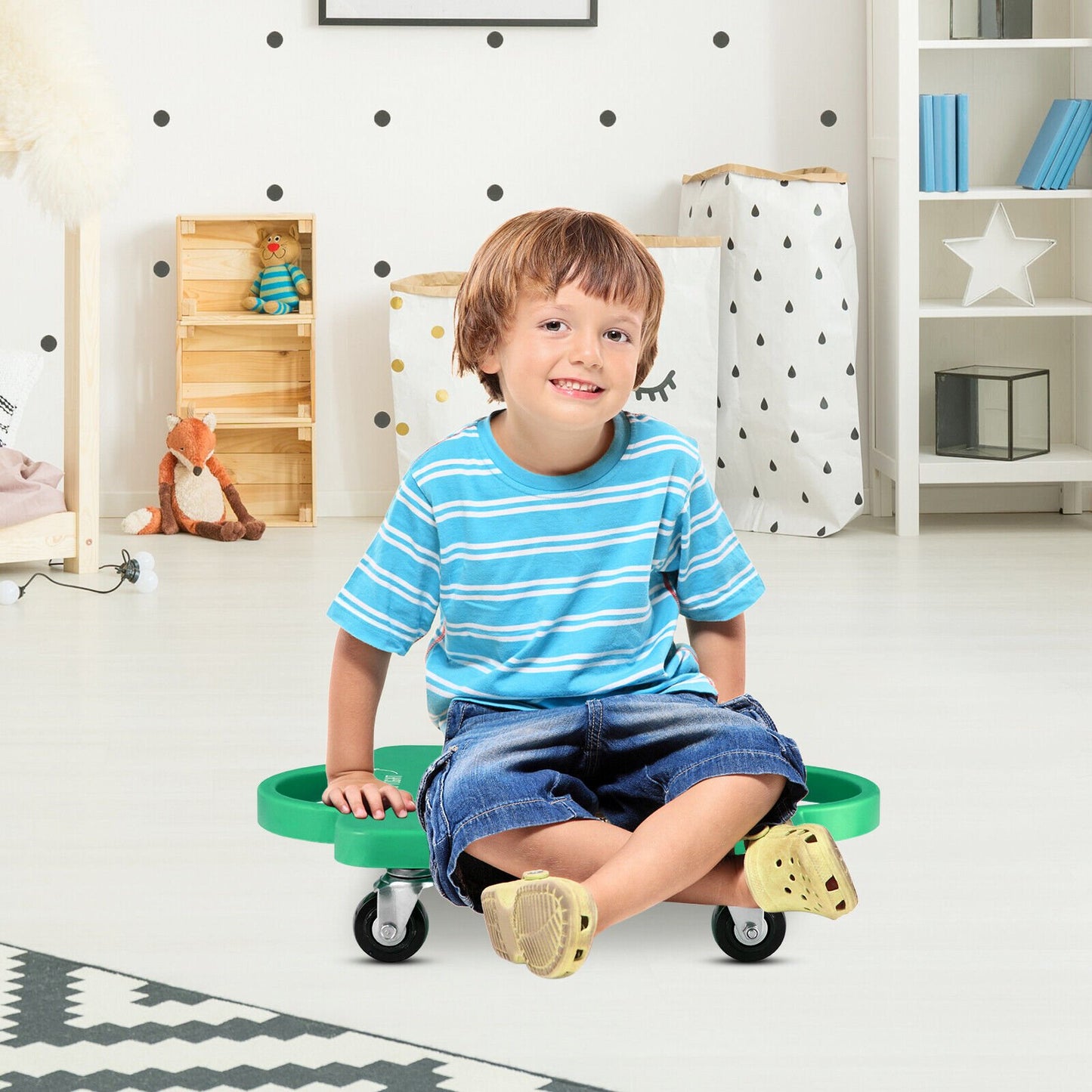 4 Pieces Kids Sitting Scooter Set with Handles and Non-marring Universal Casters, Multicolor Scooters   at Gallery Canada