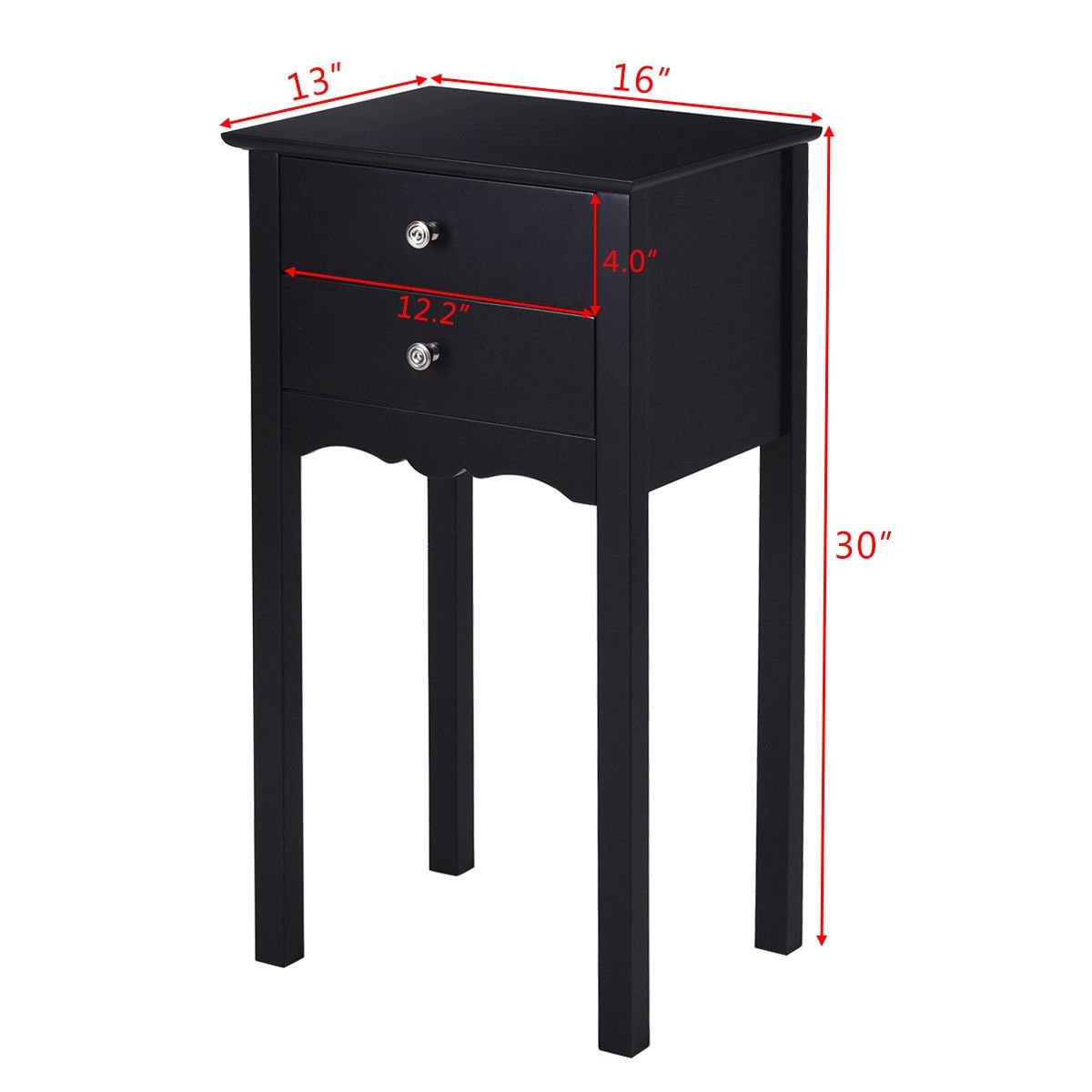 Vintage Side End Table with 2 Storage Drawers, Black End & Side Tables   at Gallery Canada