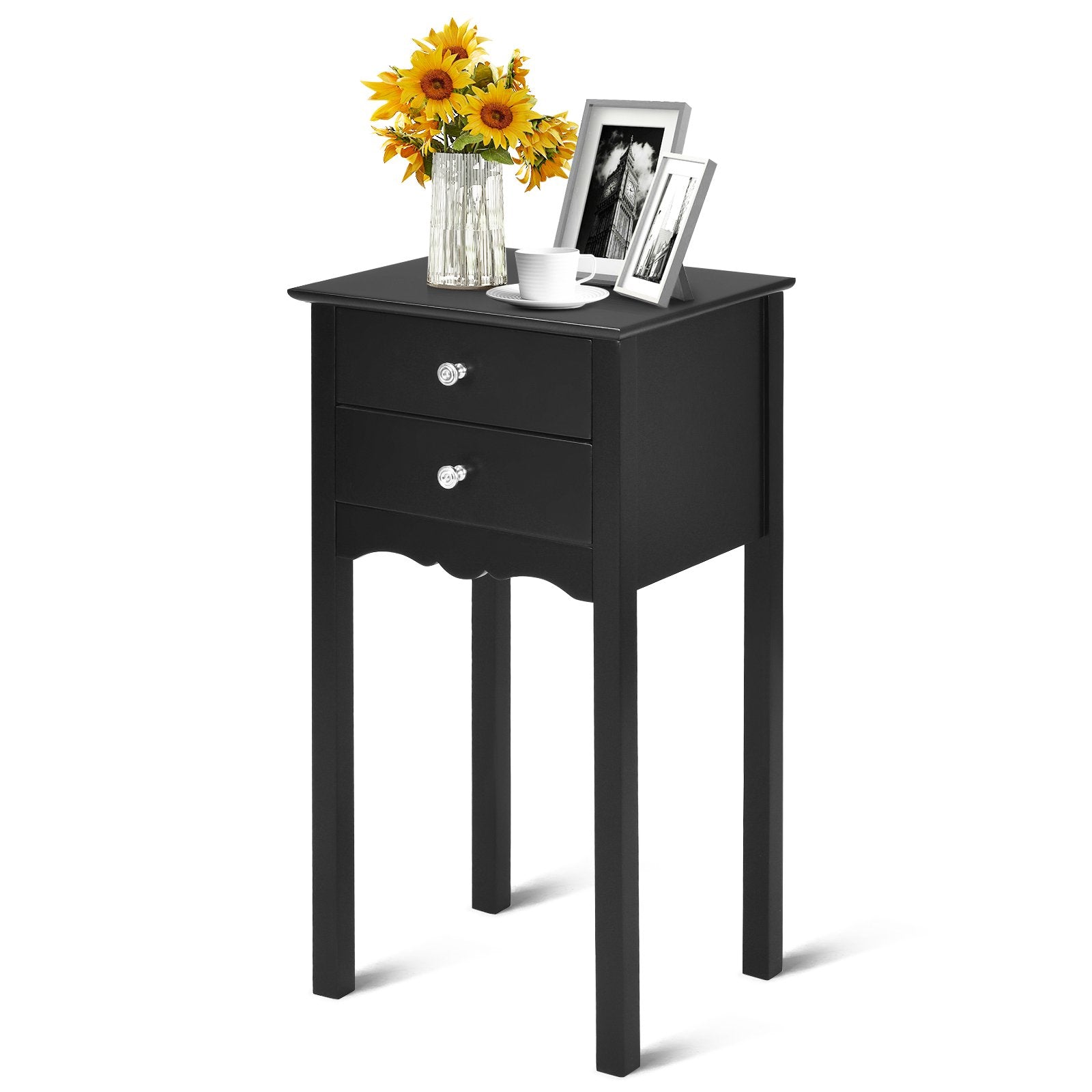 Vintage Side End Table with 2 Storage Drawers, Black End & Side Tables   at Gallery Canada