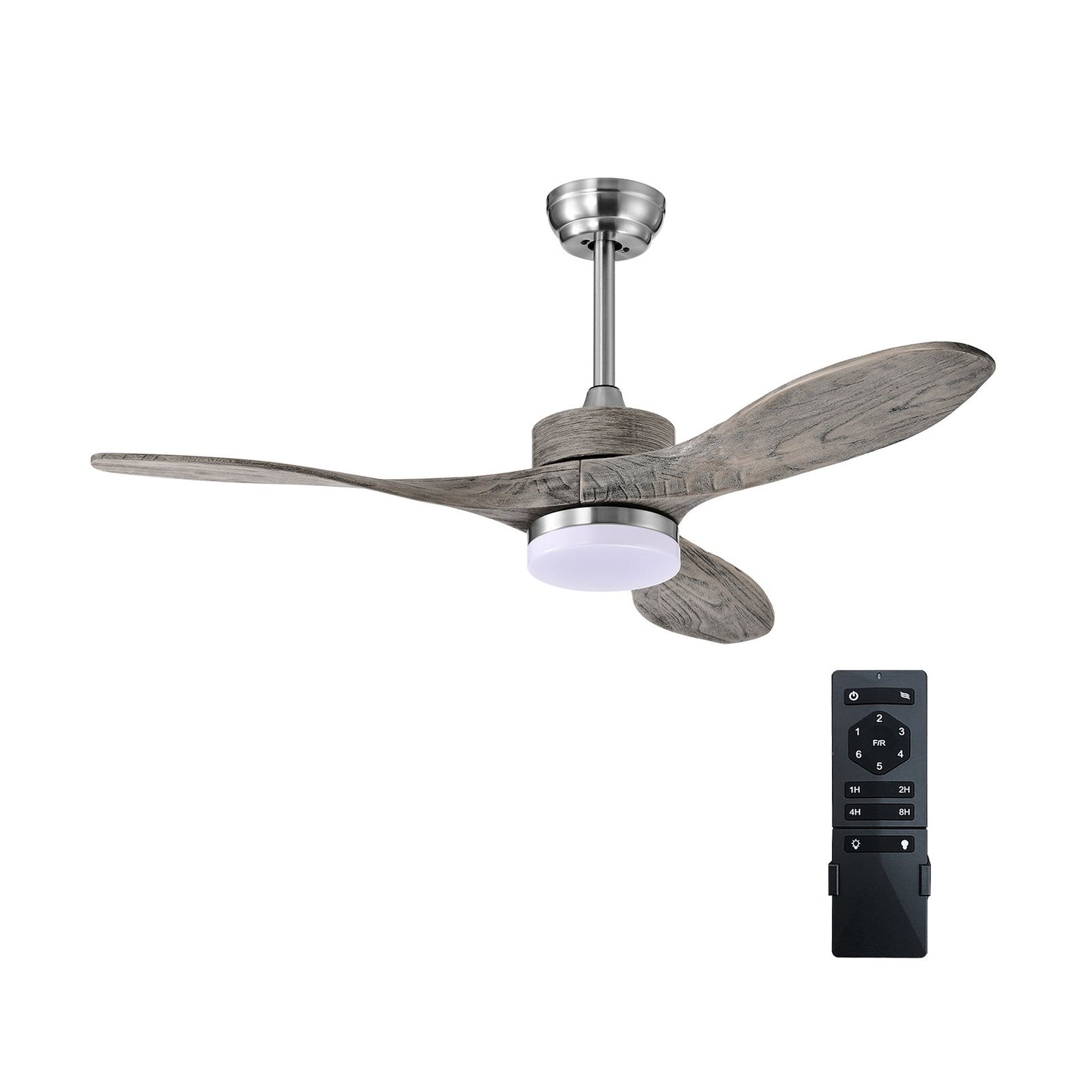 48 Inch Wood Ceiling Fan with LED Lights and 6 Speed Levels, Silver Ceiling Fans   at Gallery Canada