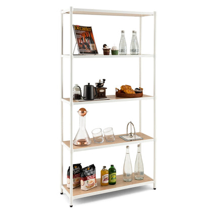 5 Tiers 61 Inch Multi-use Bookshelf with Metal Frame, White - Gallery Canada