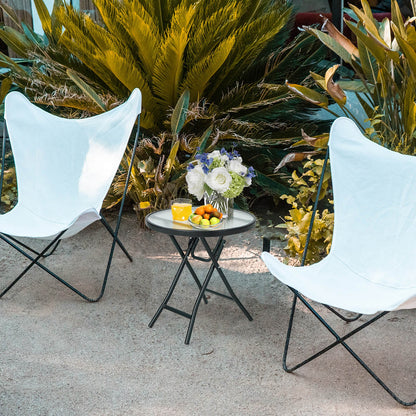 Patio Side Table with Tempered Glass Tabletop, Black Patio Coffee Tables   at Gallery Canada