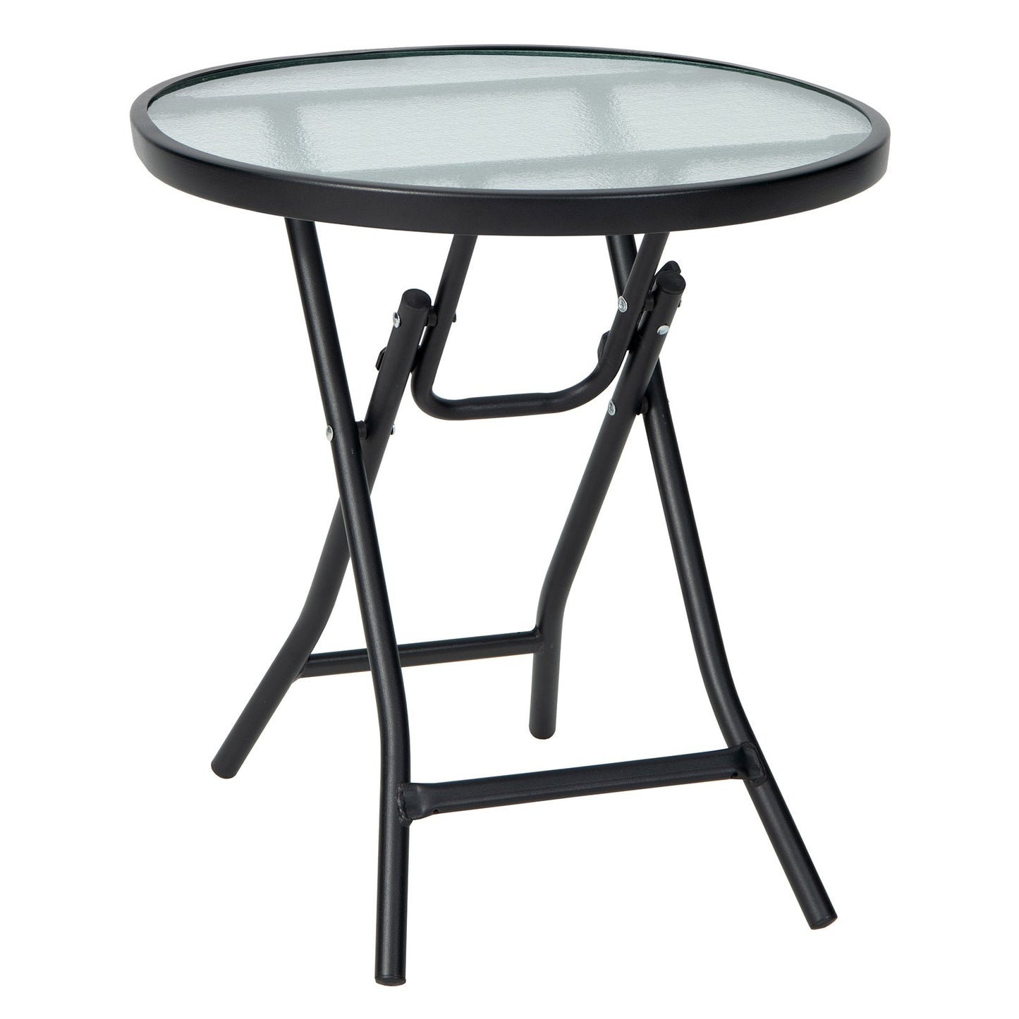 Patio Side Table with Tempered Glass Tabletop, Black - Gallery Canada