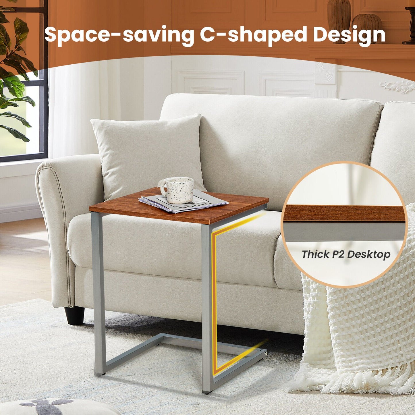 3 Pieces Multifunctional Coffee End Table Set, Brown - Gallery Canada