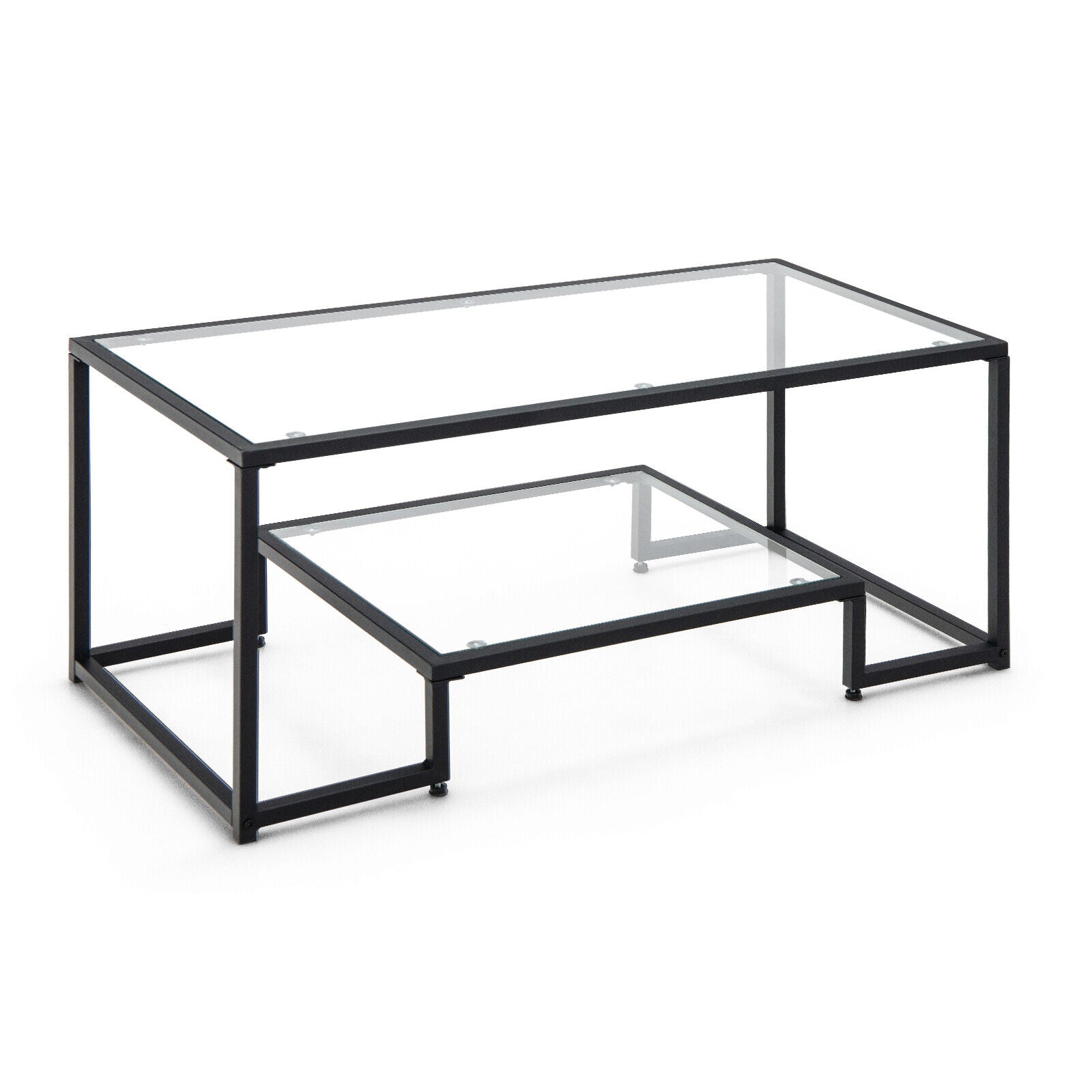 Modern Rectangular Coffee Table with Glass Table Top, Black Coffee Tables Black  at Gallery Canada