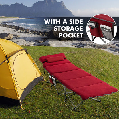 Folding Retractable Travel Camping Cot with Mattress and Carry Bag, Red Camping Furniture   at Gallery Canada