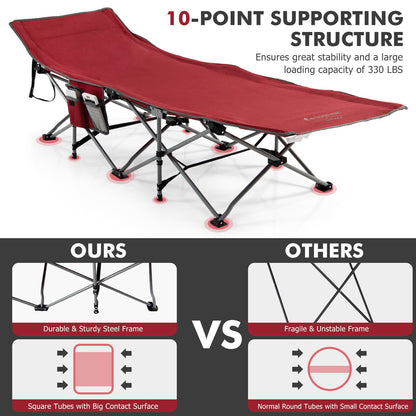 Folding Retractable Travel Camping Cot with Mattress and Carry Bag, Red Camping Furniture   at Gallery Canada