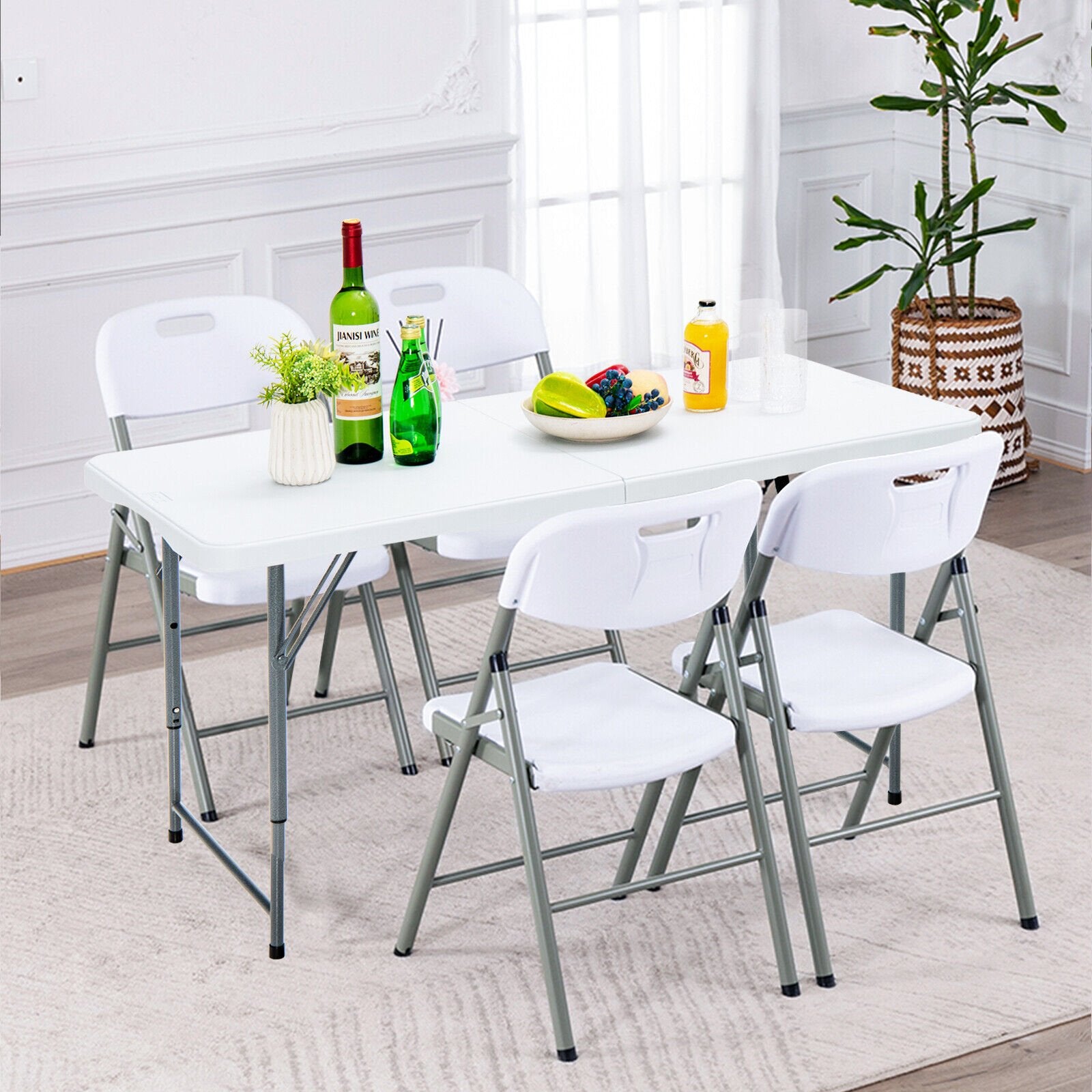 3-Level Height Adjustable Folding Table, White Camping Furniture   at Gallery Canada