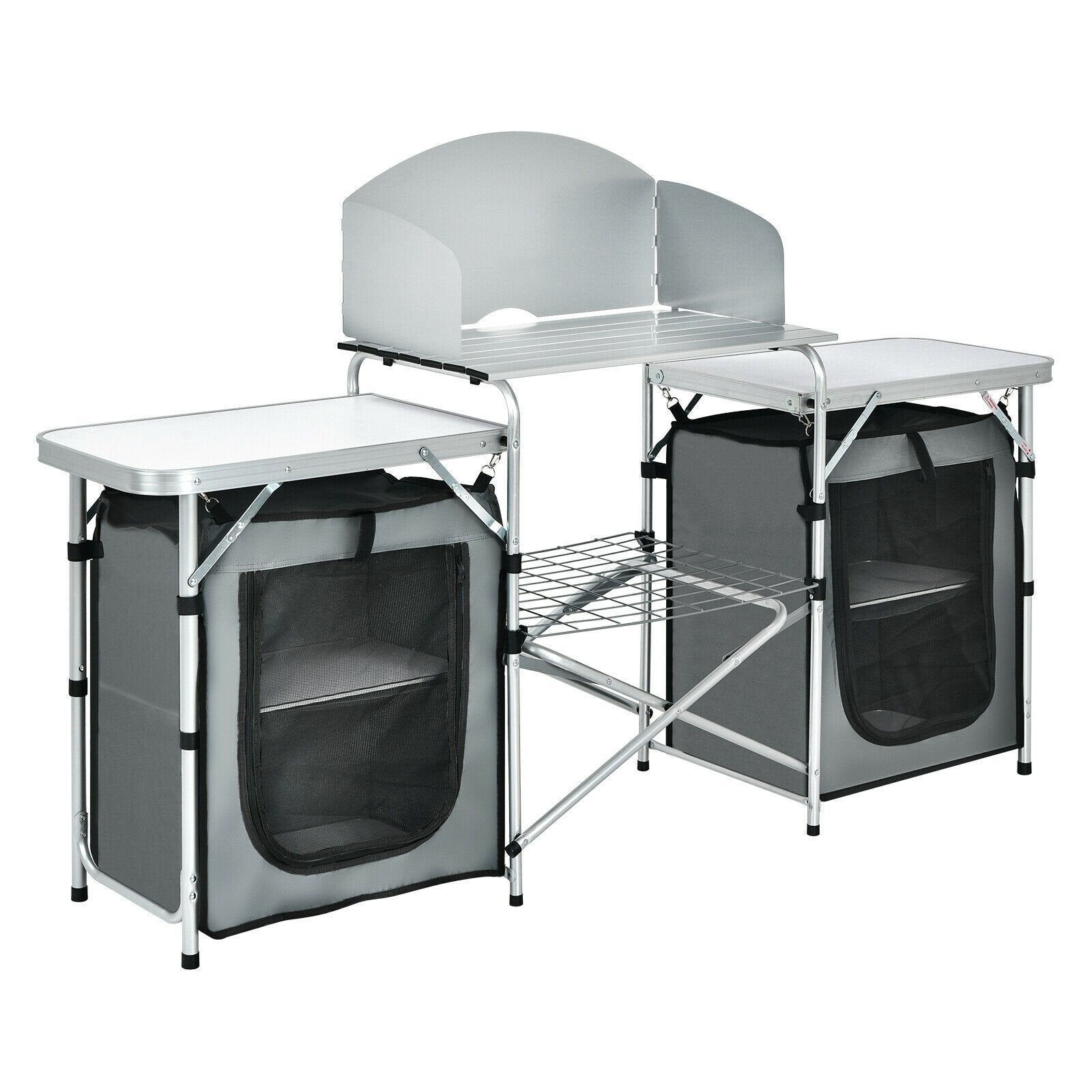 Folding Camping Table with Storage Organizer, Gray Camping Furniture   at Gallery Canada