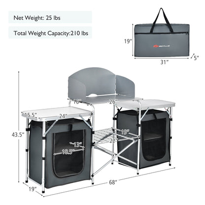 Folding Camping Table with Storage Organizer, Gray Camping Furniture   at Gallery Canada