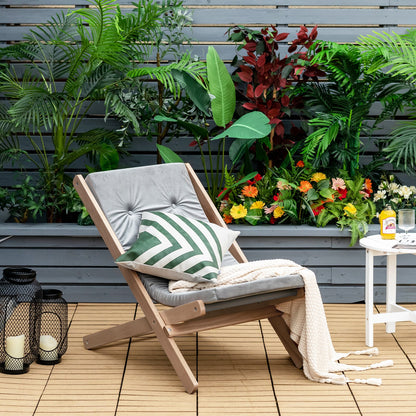 3-Position Adjustable and Foldable Wood Beach Sling Chair with Free Cushion, Gray Beach & Lawn Chairs   at Gallery Canada