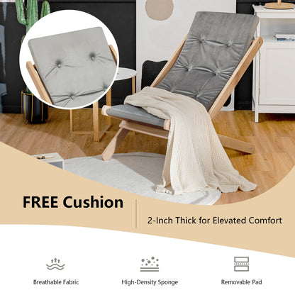 3-Position Adjustable and Foldable Wood Beach Sling Chair with Free Cushion, Gray Beach & Lawn Chairs   at Gallery Canada