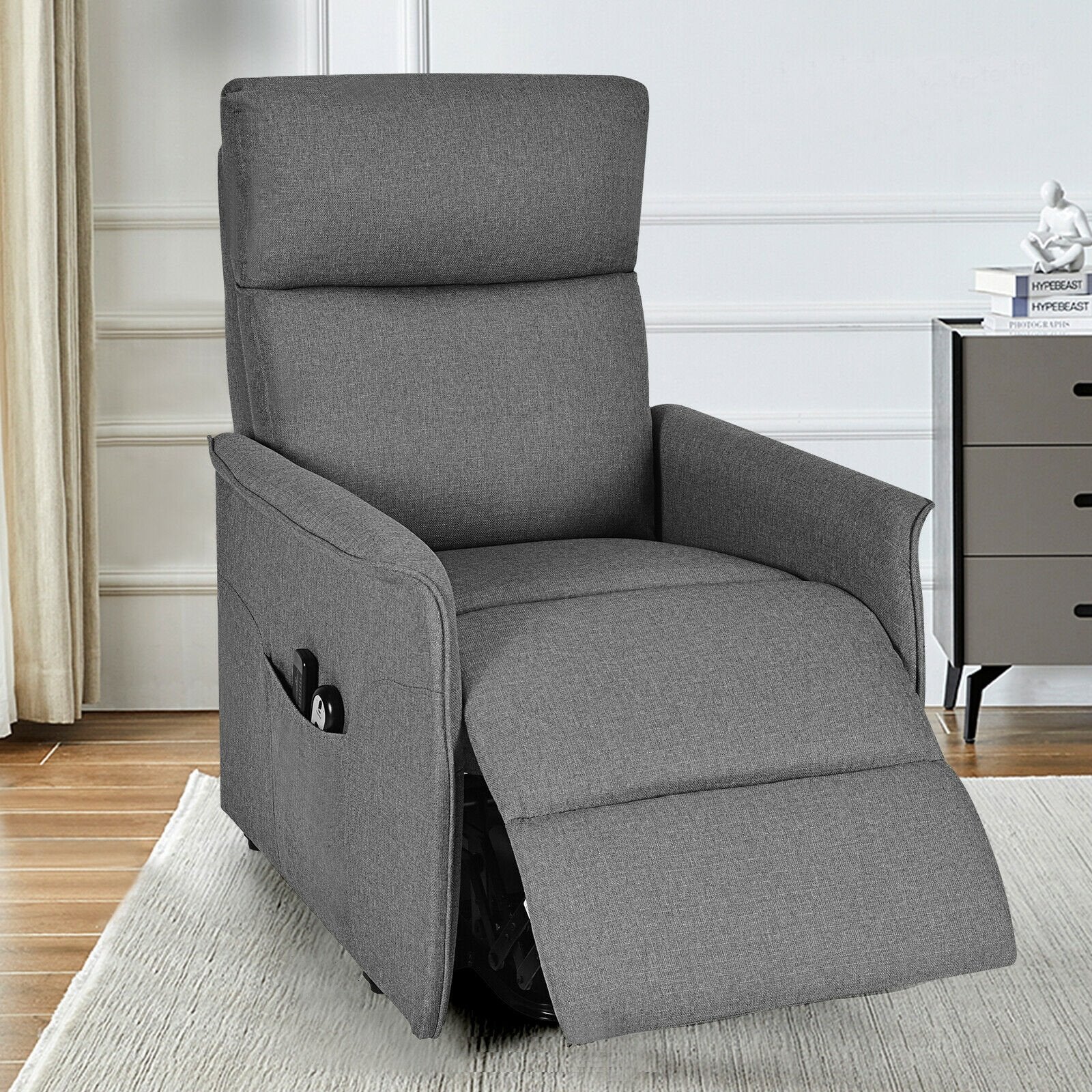 Electric Power Fabric Padded Lift Massage Chair Recliner Sofa, Gray Recliners   at Gallery Canada