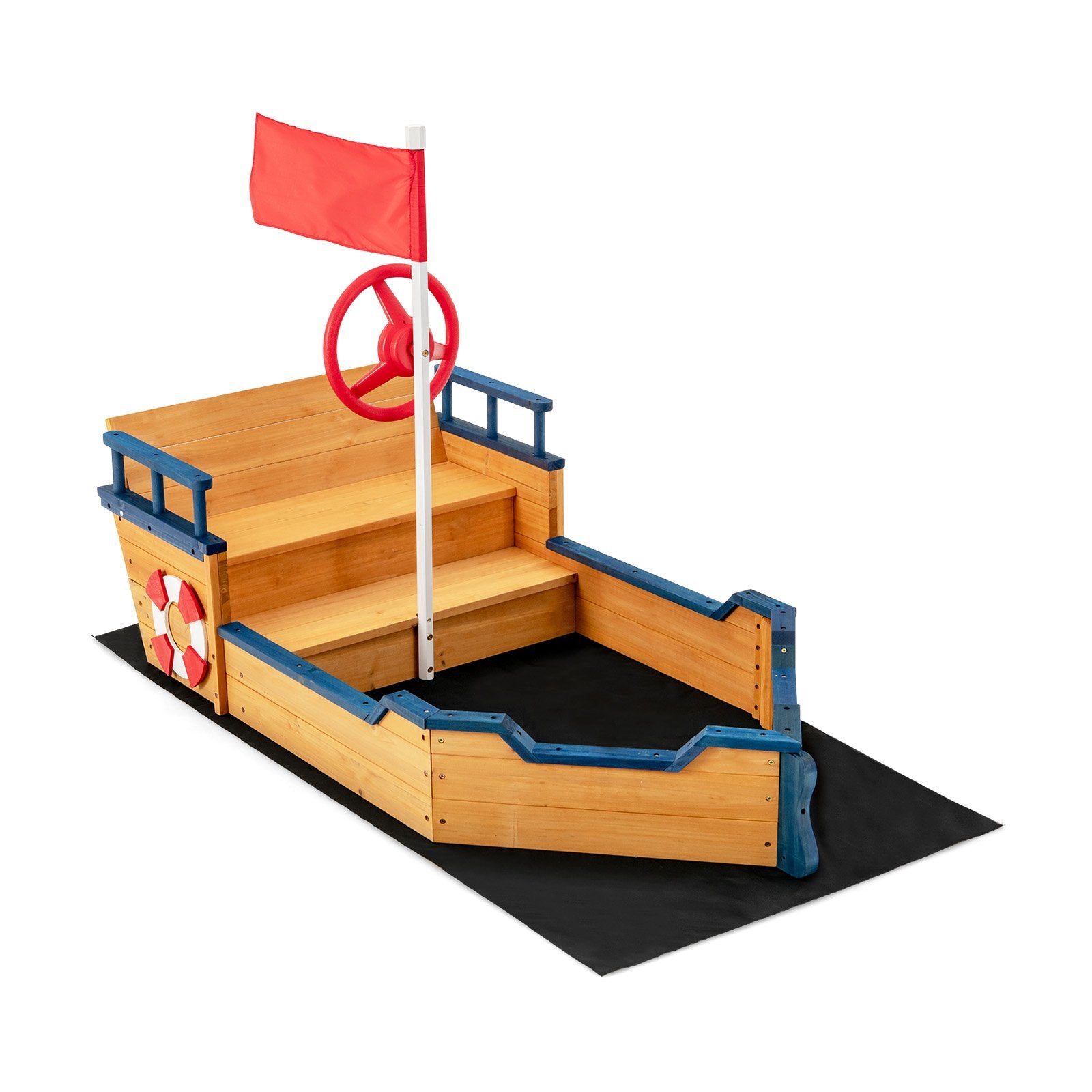 Kids Pirate Boat Wooden Sandbox Children Outdoor Playset, Natural Sandboxes   at Gallery Canada