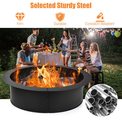 36 inch Round Steel Fire Pit Ring Line for Outdoor Backyard, Black - Gallery Canada