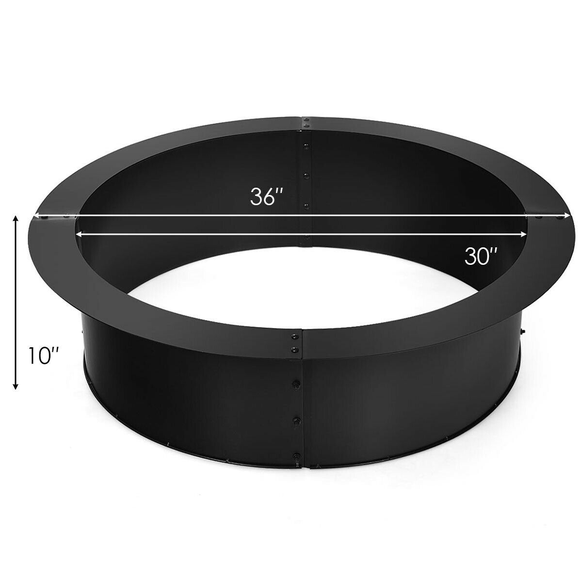 36 inch Round Steel Fire Pit Ring Line for Outdoor Backyard, Black Fire Pits   at Gallery Canada