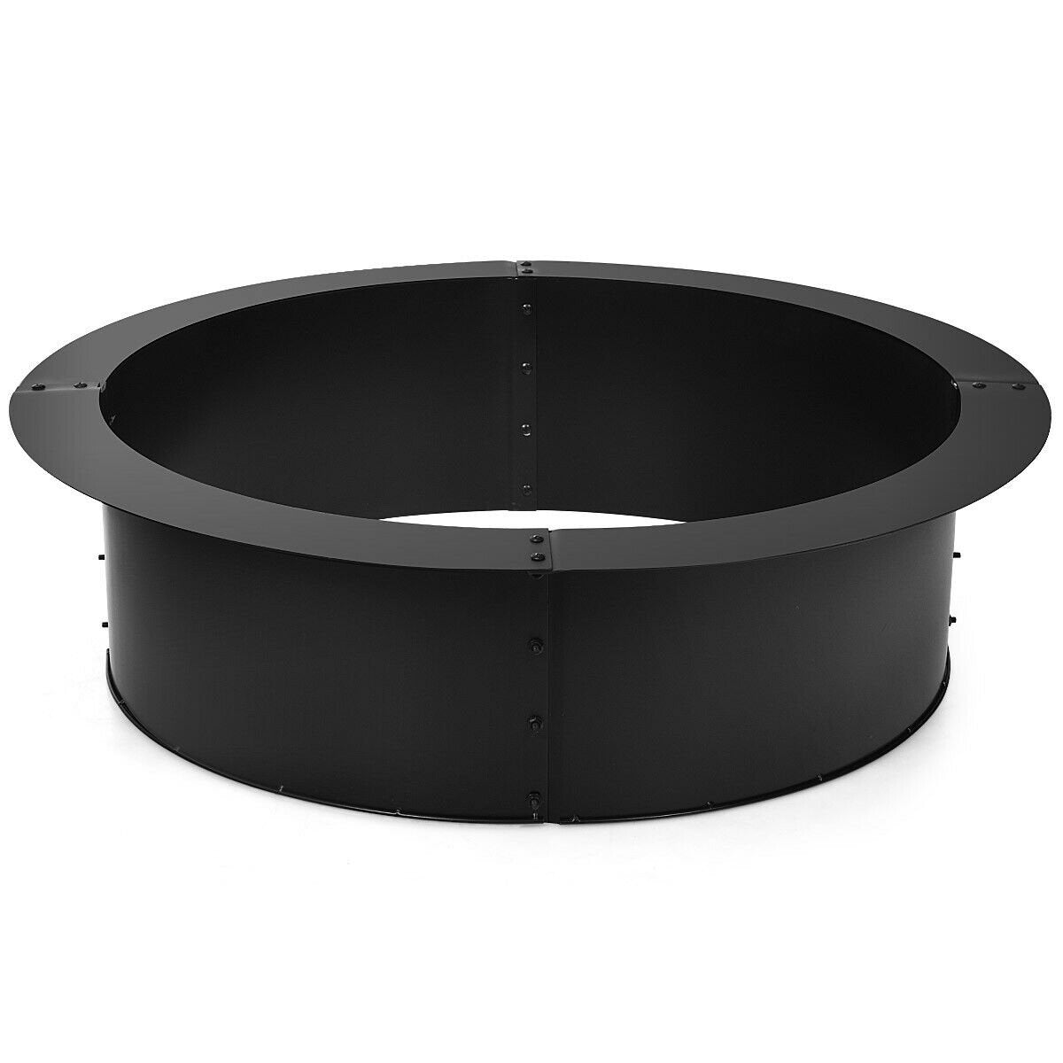 36 inch Round Steel Fire Pit Ring Line for Outdoor Backyard, Black Fire Pits   at Gallery Canada