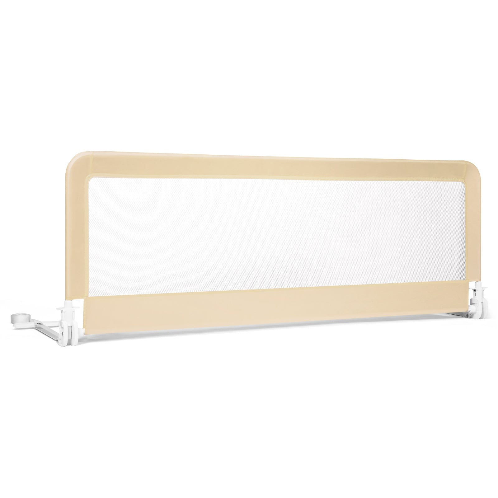 59 Inch Extra Long Folding Breathable Baby Children Toddlers Bed Rail Guard with Safety Strap, Beige Bed Rails at Gallery Canada