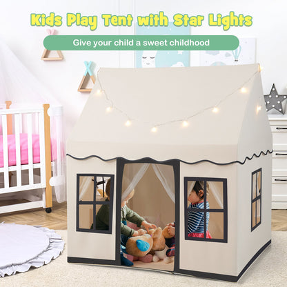 Toddler Large Playhouse with Star String Lights, Beige Play Tents & Playhouse   at Gallery Canada