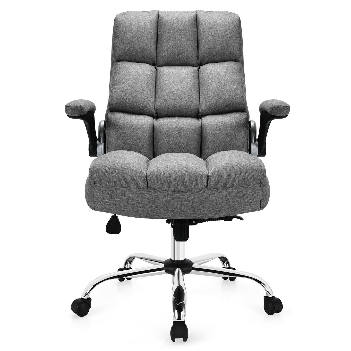 Adjustable Swivel Office Chair with High Back and Flip-up Arm for Home and Office, Gray Leisure Chairs   at Gallery Canada