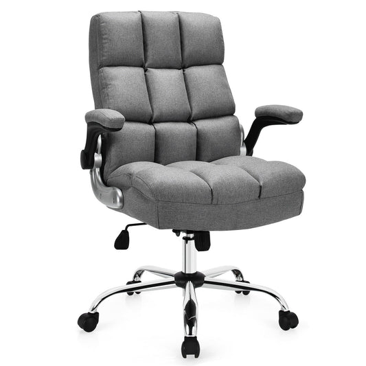 Adjustable Swivel Office Chair with High Back and Flip-up Arm for Home and Office, Gray Leisure Chairs   at Gallery Canada