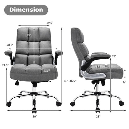 Adjustable Swivel Office Chair with High Back and Flip-up Arm for Home and Office, Gray Leisure Chairs   at Gallery Canada