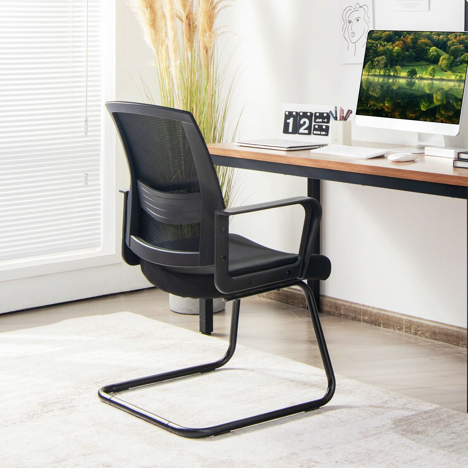 Set of 2 Conference Chairs with Lumbar Support, Black Conference Chairs   at Gallery Canada