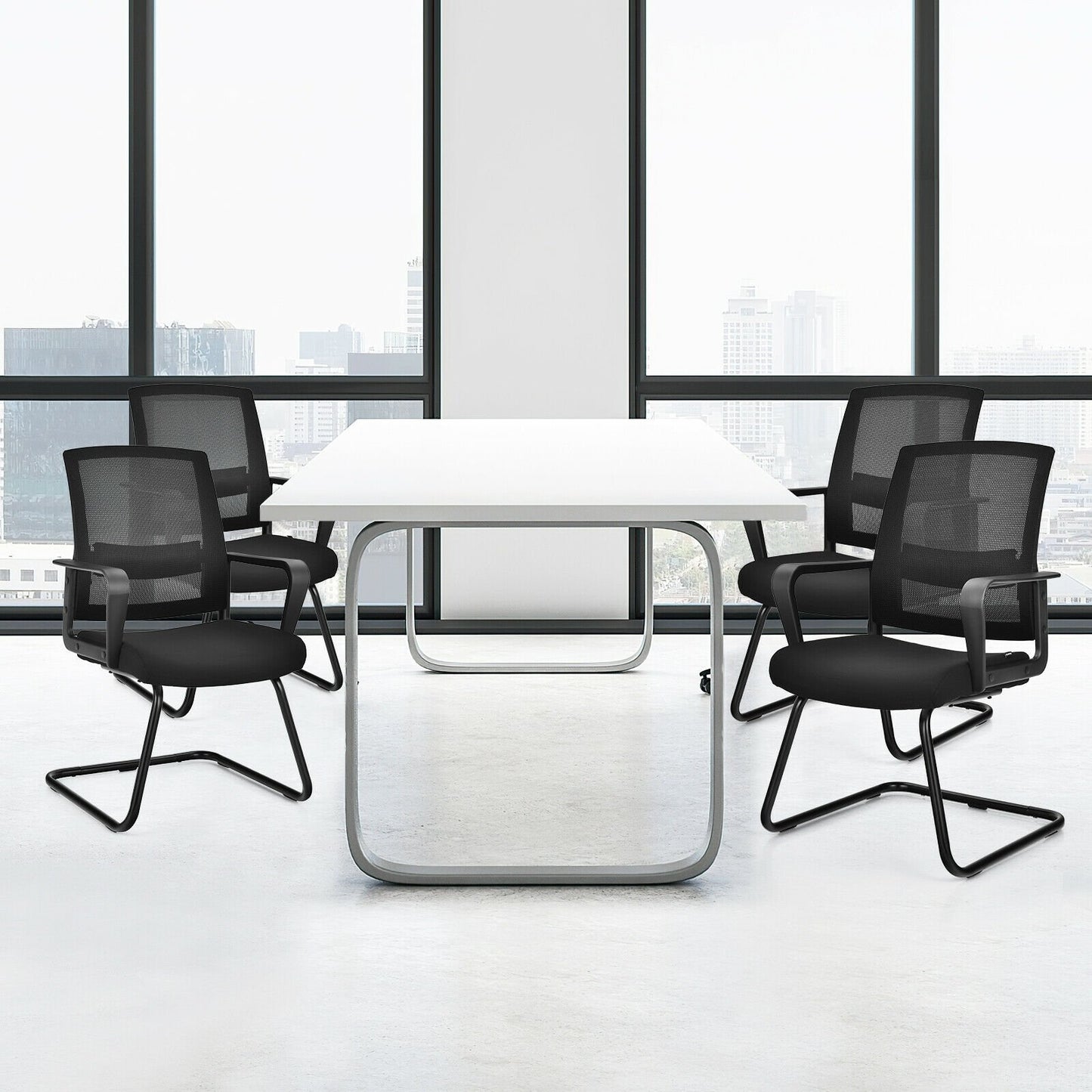 Set of 2 Conference Chairs with Lumbar Support, Black - Gallery Canada