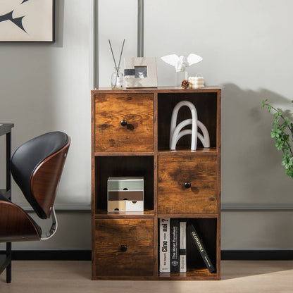 3-Tier Bookshelf with Anti-toppling Device for Living Room, Brown Bookcases   at Gallery Canada