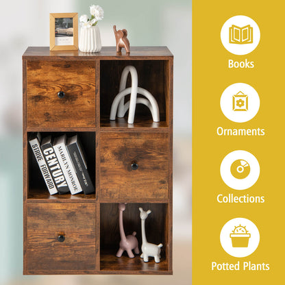 3-Tier Bookshelf with Anti-toppling Device for Living Room, Brown Bookcases   at Gallery Canada