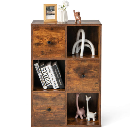 3-Tier Bookshelf with Anti-toppling Device for Living Room, Brown Bookcases   at Gallery Canada