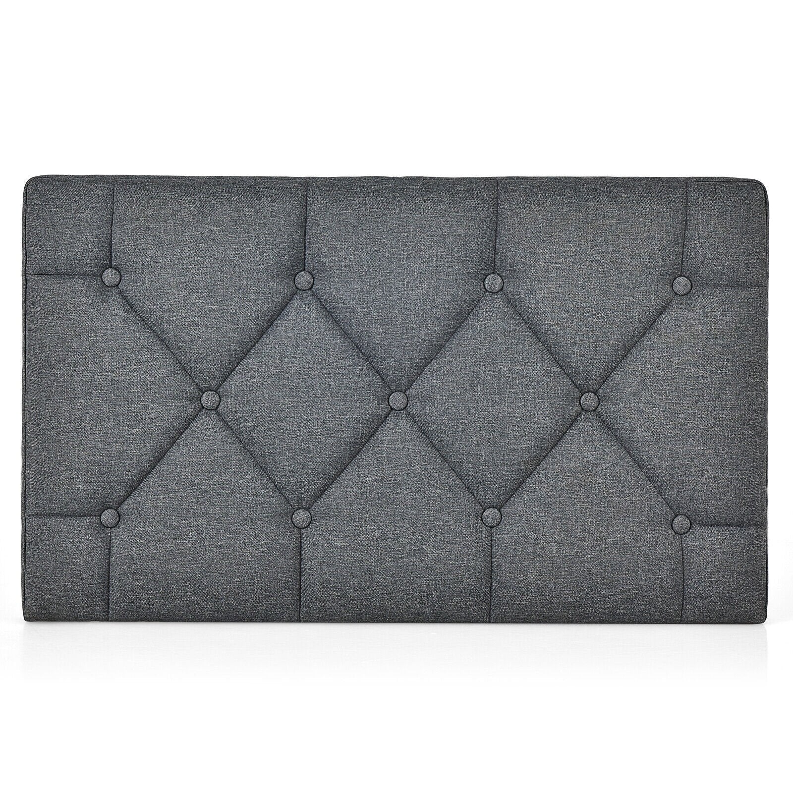 Upholstered Wall Mounted Headboard with Tufted Button Linen Fabric, Gray Headboards   at Gallery Canada