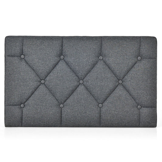 Upholstered Wall Mounted Headboard with Tufted Button Linen Fabric, Gray - Gallery Canada