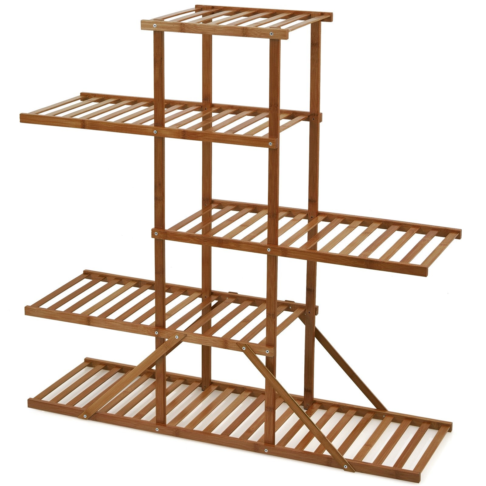 5-tier 10 Potted Bamboo Plant Stand, Brown Plant Stands   at Gallery Canada