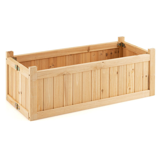 Folding Wooden Raised Garden Bed with Removable Bottom for Herbs Fruits Flowers, Natural - Gallery Canada