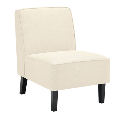 Modern Armless Accent Chair with Rubber Wood Legs, Beige Accent Chairs   at Gallery Canada