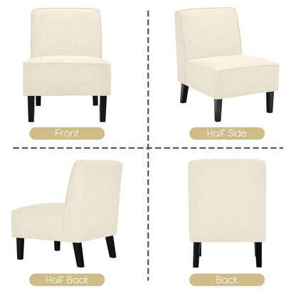 Modern Armless Accent Chair with Rubber Wood Legs, Beige Accent Chairs   at Gallery Canada