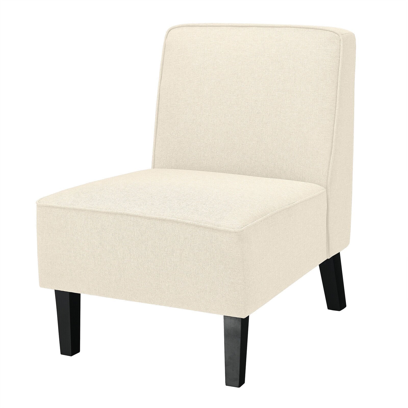 Modern Armless Accent Chair with Rubber Wood Legs, Beige Accent Chairs   at Gallery Canada