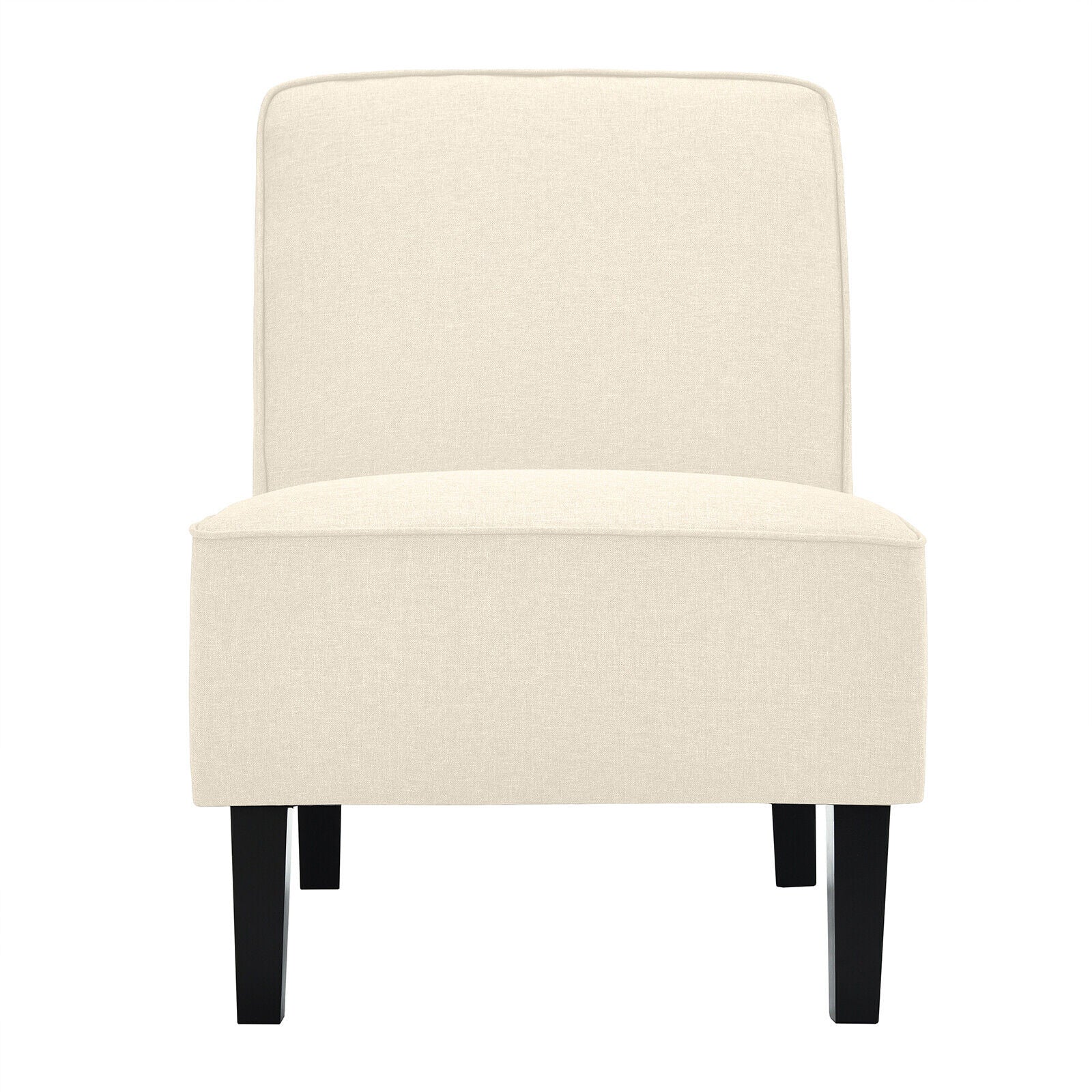 Modern Armless Accent Chair with Rubber Wood Legs, Beige Accent Chairs   at Gallery Canada