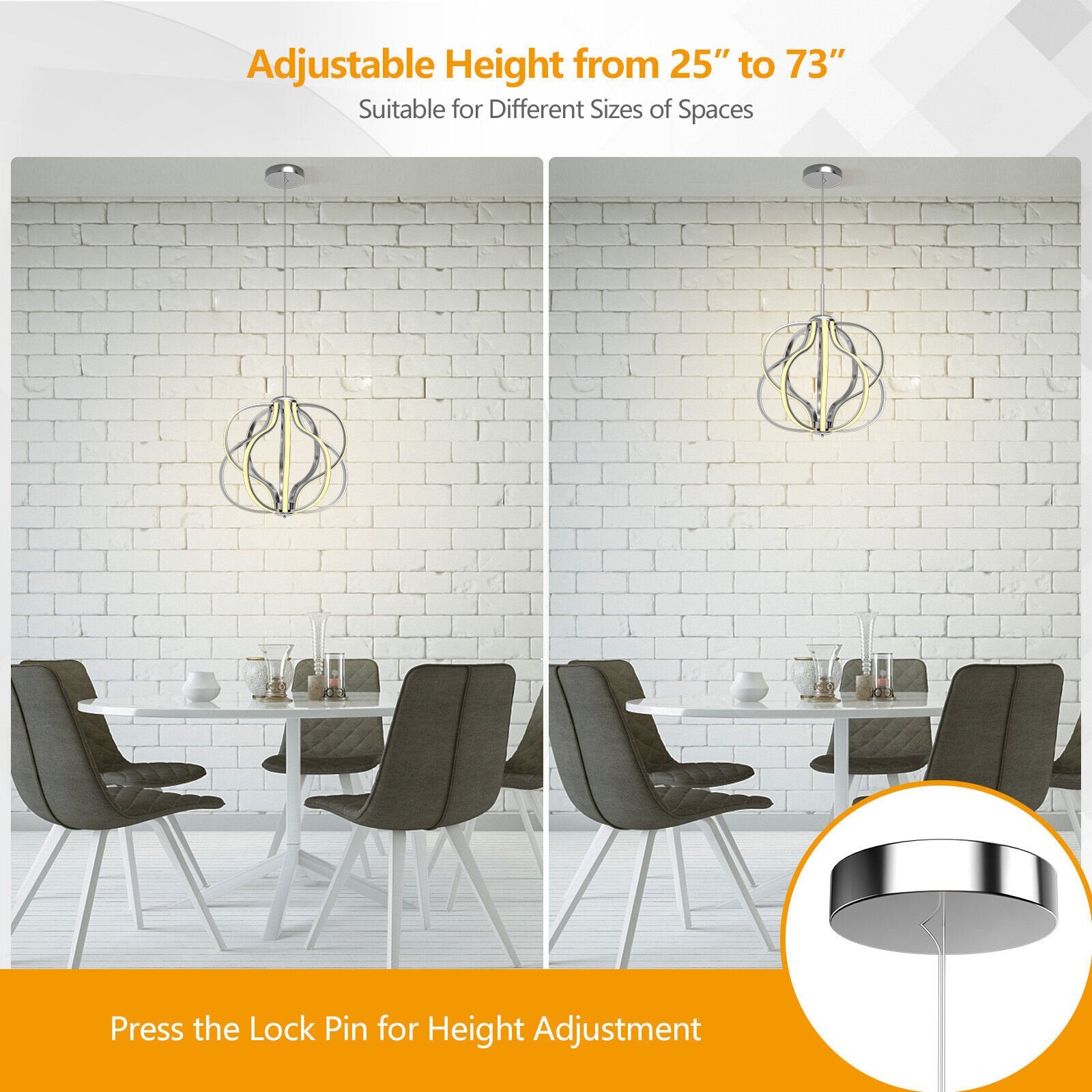 Modern Dimmable Warm White LED Chandelier, Silver Ceiling Lights   at Gallery Canada