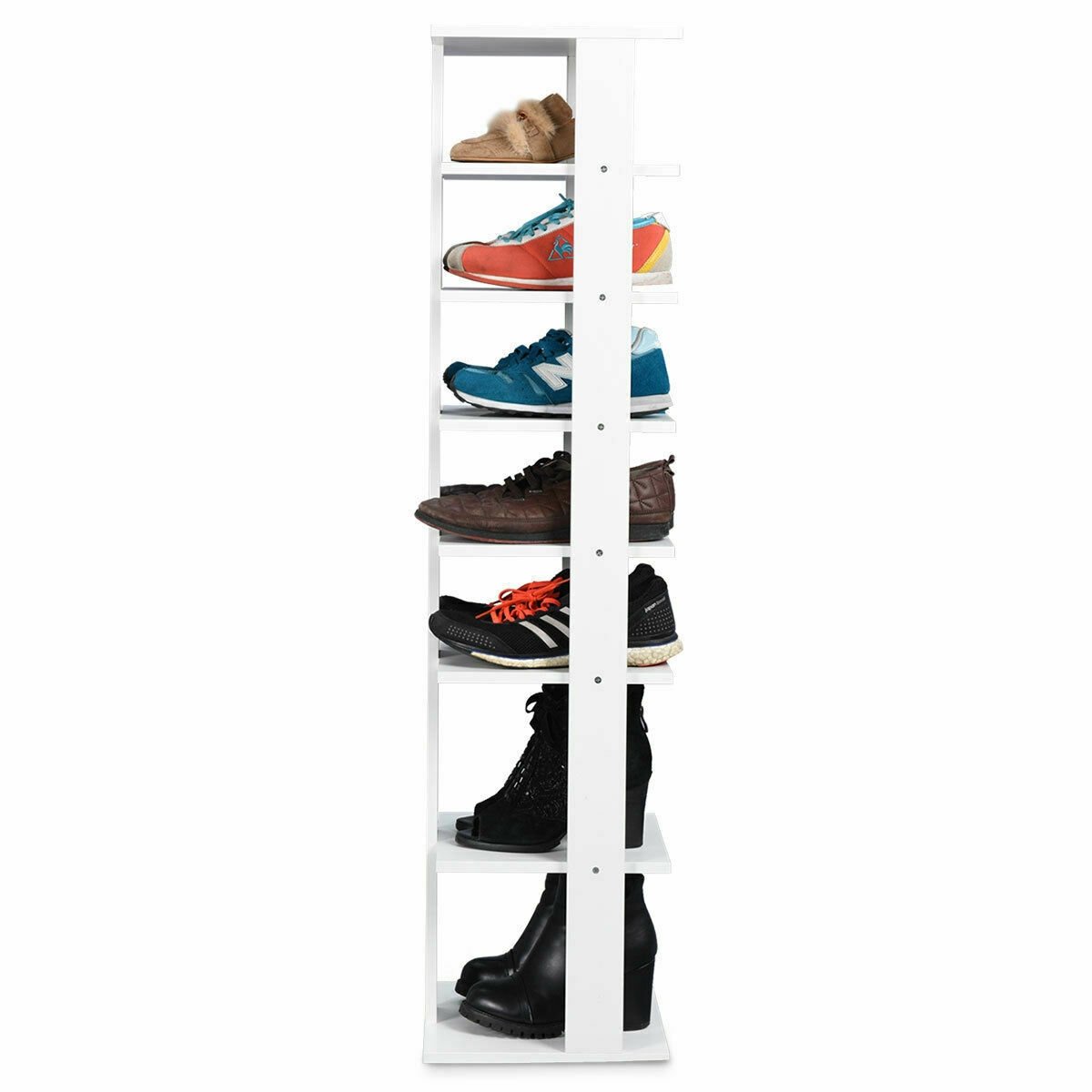 Wooden Shoes Storage Stand 7 Tiers Shoe Rack Organizer Multi-shoe Rack Shoebox, White - Gallery Canada