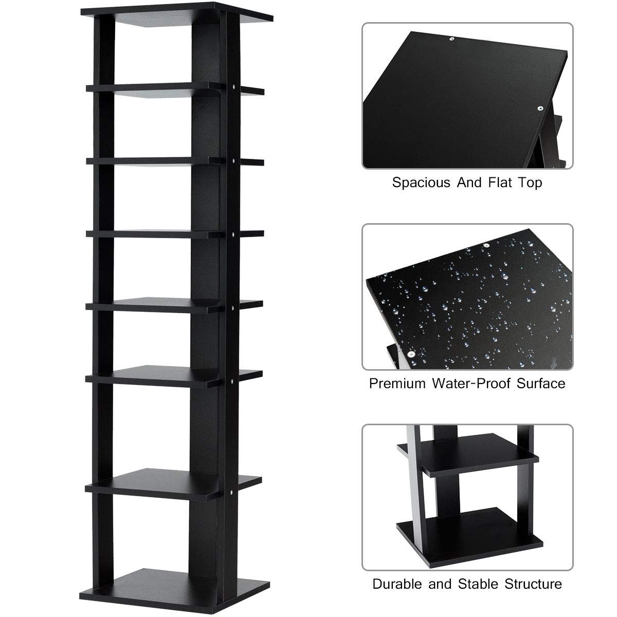 7-Tier Shoe Rack Practical Free Standing Shelves Storage Shelves, Black Shoe Racks & Storage Benches   at Gallery Canada