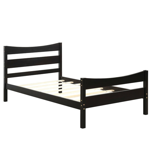 Twin Size Platform Bed Frame Foundation Slat Support , Dark Brown - Gallery Canada